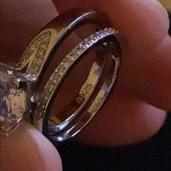 *NEW*2pc Set 925 Silver Diamond Wedding Ring - Picture 6 of 7